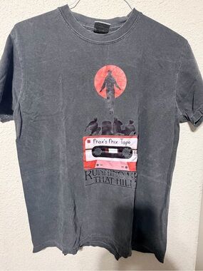 Max's Mix Tape Graphic Tee —  Dark Gray with Red Accent